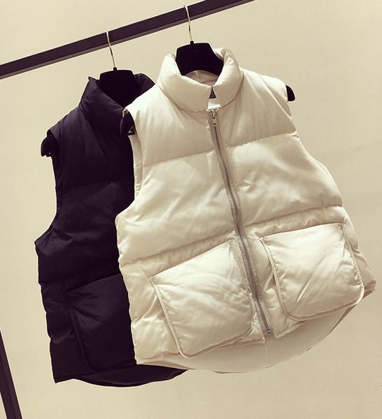 

women coats women's korean style solid sleeveless winter keep warm winter vest coat single women breasted loose thick fashion vest, Black