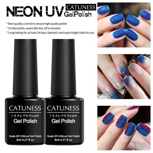 

catuness colors bling glitter 19 colors neon 8ml gel nail polish shiny lucky semi permanent nails gel nail varnishes, Red;pink