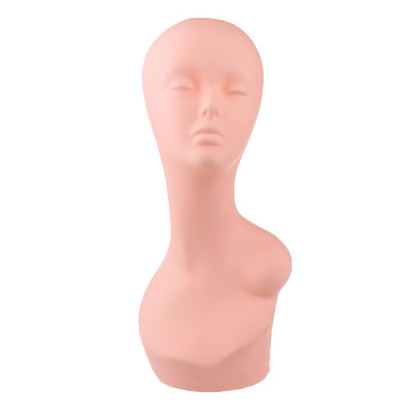 

pvc long neck female mannequin head bust hat wig jewelry display model nude, White