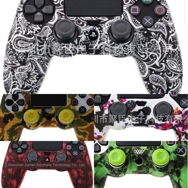 

hkz7a for case camouflage soft controller cover + 2 joystick cap game ps4 silicone