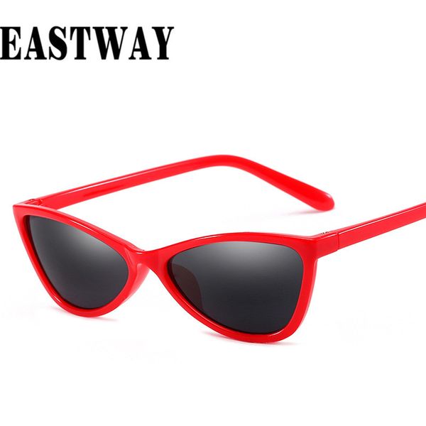 

eastway 2019 fashion men women plastic cat eye sunglasses brand designer black red sun glasses for men female shades uv400, White;black