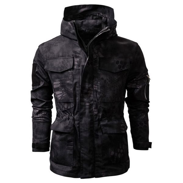 

loozykit men jacket autumn winter camouflage tactical men's clothing polar warm multicam army men coat outwear hoodie, Black