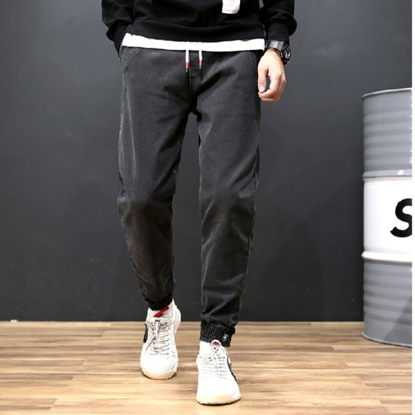

летние тонкие секции гарем джинсы мужские свободные узкие брюки slim fit повседневные трендовые брюки, White;black