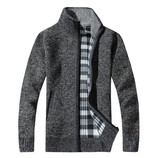 

европейские и американские новые зимой свитер мужчин плюс бархат толстый кардиган стенд воротник свободно теплый свитер пальто плюс большой, Black;brown