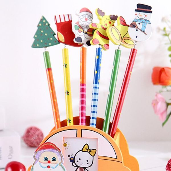 

12pcs/set creative stationery sketchbook pen cute cartoon wooden christmas pencil planner student prizes christmas gifts