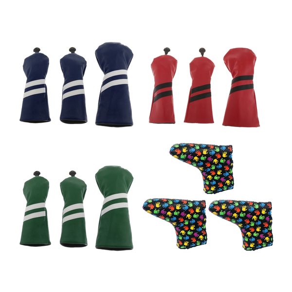 

12pcs durable pu leather wood head cover golf headcover accessories gear