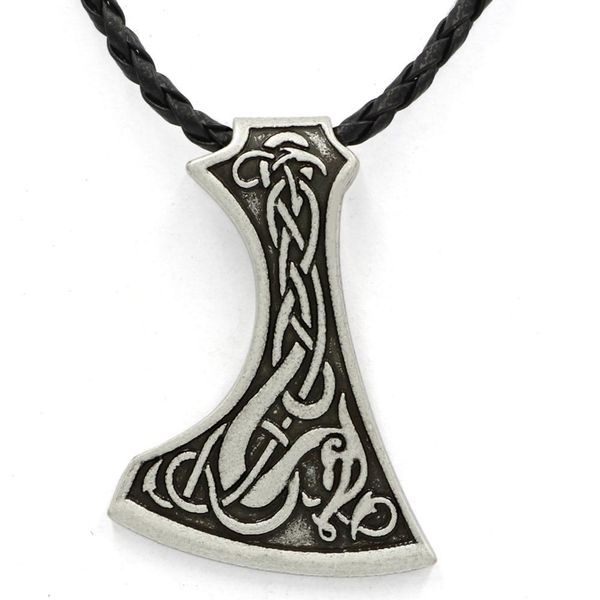 

nostalgia irish knots pagan viking axe necklace slavic perun axe pendant amulet talisman jewelry, Silver