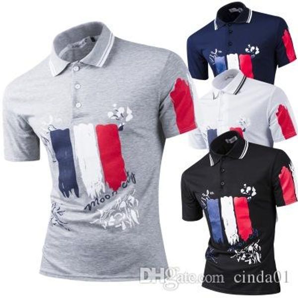 

мужчины рубашка цвет нашивки printed летняя мода короткие рубашки мужской воротник отложной лоскутная с коротким рукавом футболка хлопок оде, White;black