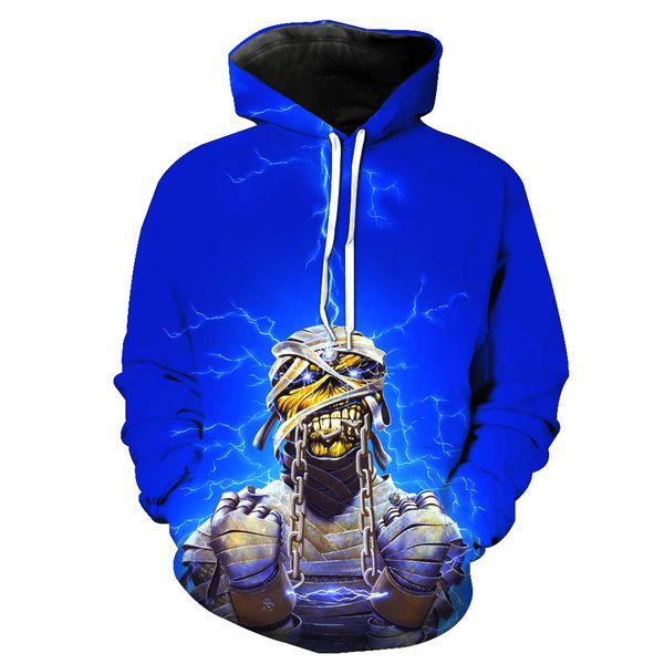 

mummy printed hat pocket turtleneck men's tide hat men's wear sweatshirts printing blouse hoodies, Black
