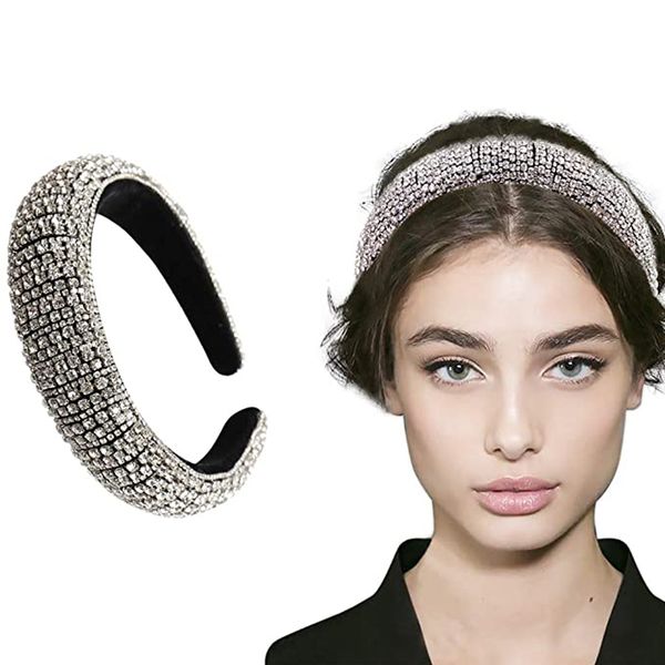 

rhinestone crystal diamond headbands for women lady shiny hair bands handmade wide hair hoop beaded bling fashion jewelry 4 styles l290fa