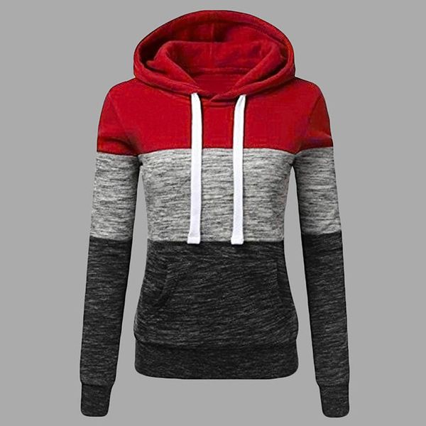 

women hoodies sweatshirts contrast color plus size pullover loose warm long sleeve sports hooded o-neck casual running, Black