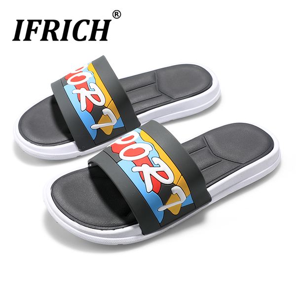 

2020 new trend men outdoor slippers new flip flops platform man non-slip travel men slippers soft sole pool mens, Black