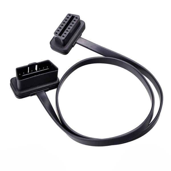 

flat thin as noodle obdii obd2 16pin elm327 male to female elbow extension obd 2 auto car diagnostic cable connector adapter p15