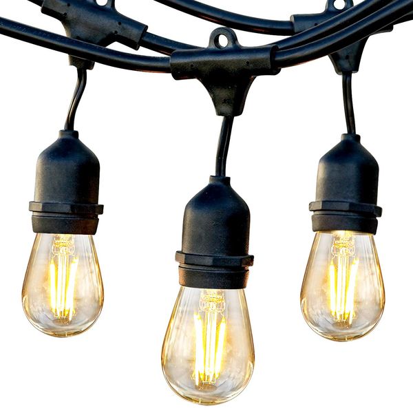 Waterproof Led Outdoor String Light Suspended Dimmable 2w Vintage Edison Bulb 48 Ft Commercial Grade Garden Lights