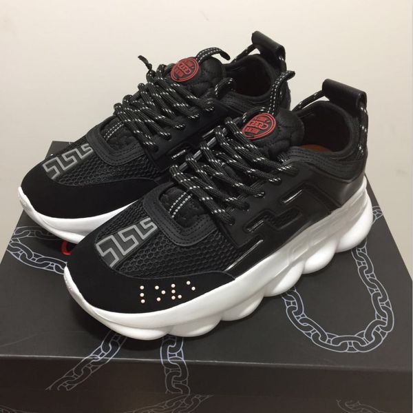 

new chain reaction luxury designer shoes for sale luxury fashion brands men and women casual shoes with box, Black