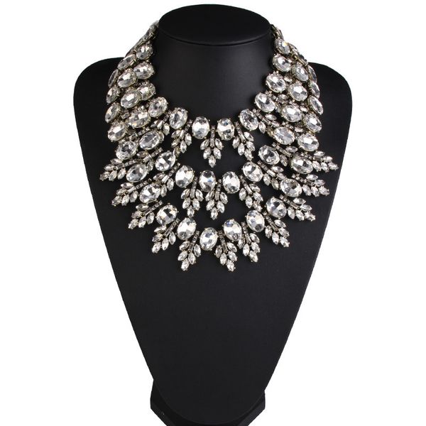 

fashion designer luxury exaggerated very glittering beautiful rhinestone crystal multi layers collar choker statement necklace for woman
