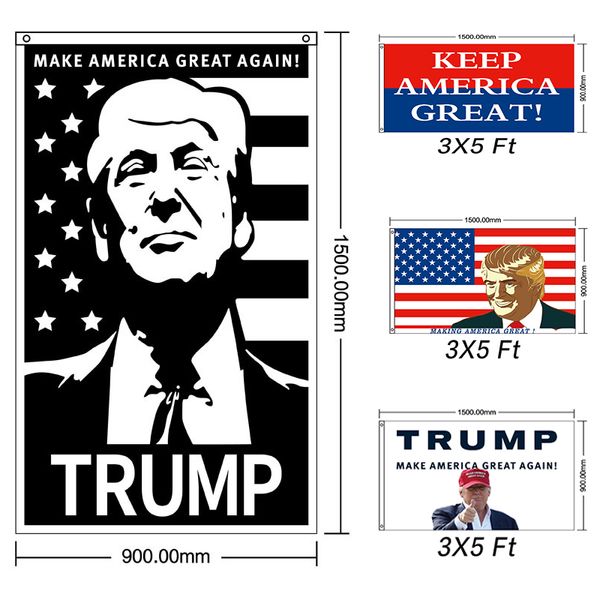 

donald john trump amercia flags 90*150cm polyester head metal grommet personality decortive trump banner flag tc190417