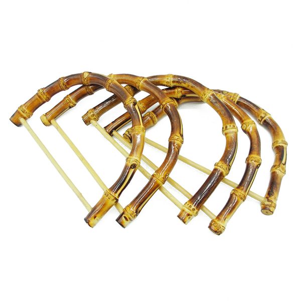 

1pc d shape bamboo bag handle replacement handmade handles for bags handbag tote bag handles purse making accessories, Black
