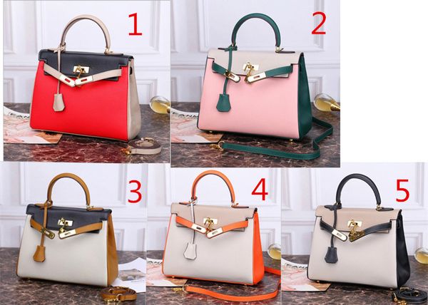 

2019 new two-tone many colors genuine leather cowhide shoulder bags 25cm 28cm brand totes k bag lady handbag ing