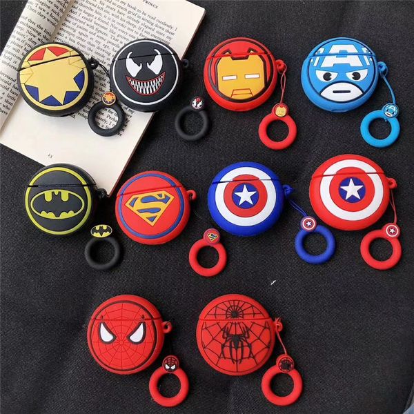 

superhero case for apple airpods superman batman captain america spiderman 3d cartoon protective shockproof silicone case cover pouch cases