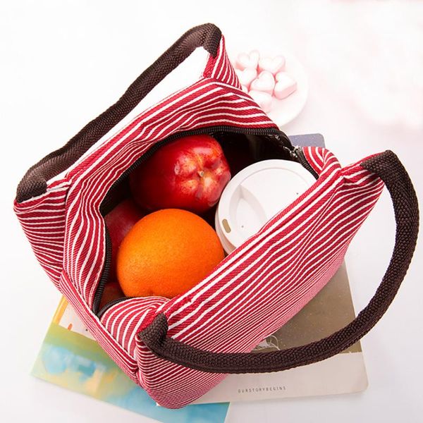 

insulation package portable waterproof canvas lunch bags lunch with rice bolsa termica bag bag for women men kid, Blue;pink