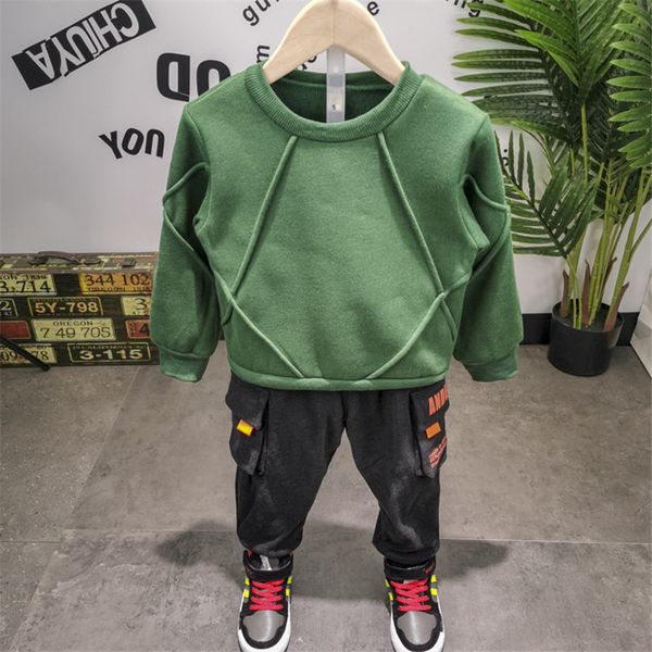 

baby boys suits thicken casual sweatshirt big pocket pants for boys baby kids clothing 2 3 4 5 6 years toddler boy sets new 2020, White
