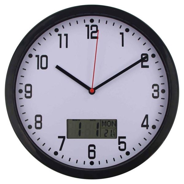 

10 inch quartz wall clock lcd display temperature and humidity meter digital clock for living room decor