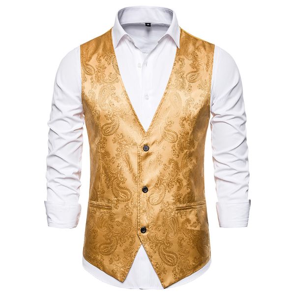 

2019 luxury men costume sleeveless jacket homme retro design party wedding slim fit vest men casual club gilet waistcoat, Black;white