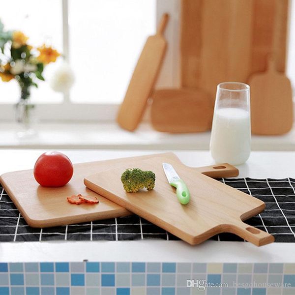 

food dinner pizza dishes with handle kitchen tools fruit wood cutting plats eco friendly nature wooden bread milk coffee trays bh1604 tqq