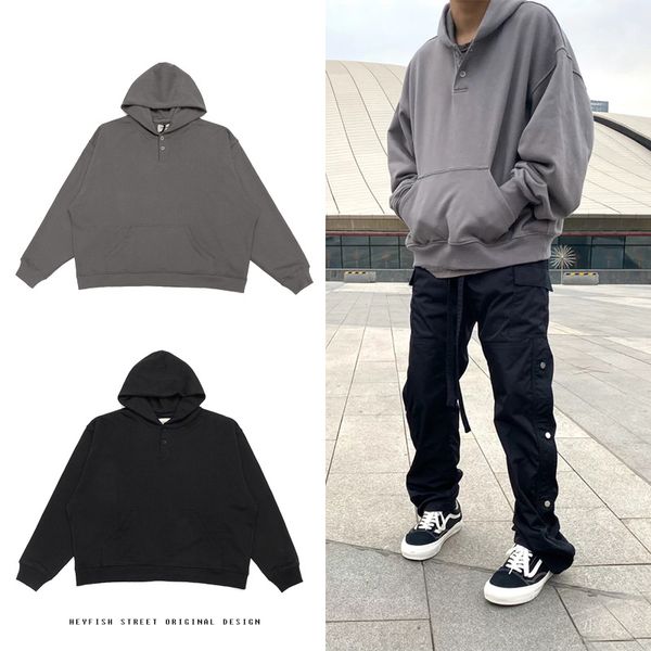 

high street fog season 6 henry collar button sweater fear of god 6 th main line god gray couple hoodies, Red