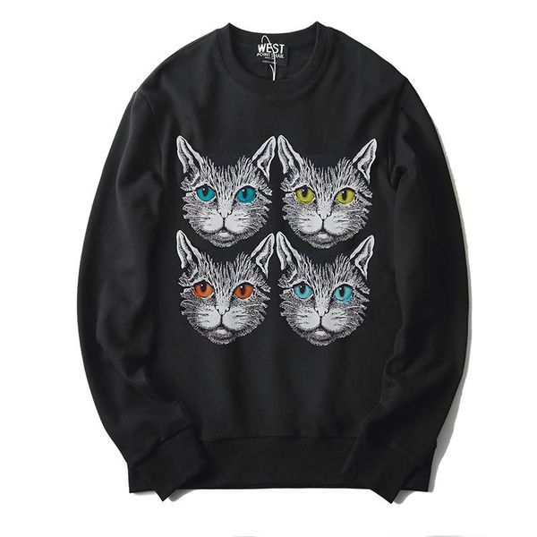 

2018 winter полный мужские толстовки свободный свободный цифровой печати кофты хлопок мужчины руно streetwear пуловер hoodie moletom мужчина, Black