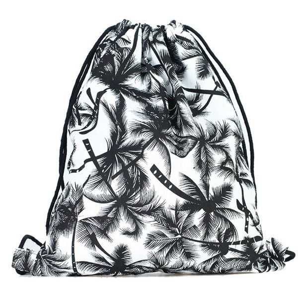

печать drawstring рюкзак рюкзак плечо сумка gym bag