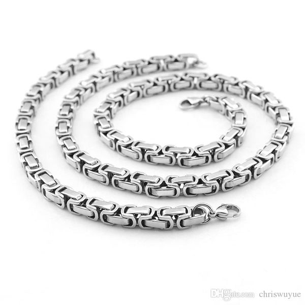 

fashion jewelry mens byzantine box link chain stainless steel necklace bracelet set,silver color,4mm/6mm/8mm for choose nb99