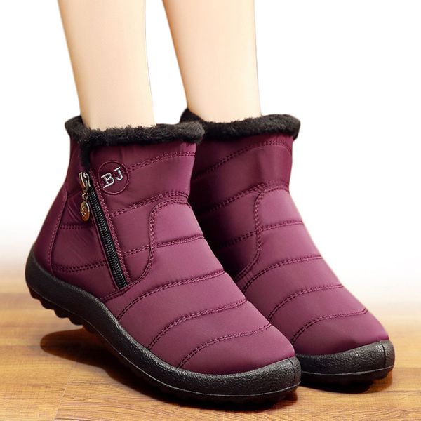 

winter women boots 2019 warm plush snow boots women shoes thick waterproof casual shoes woman side zipper ankle plus size, Black