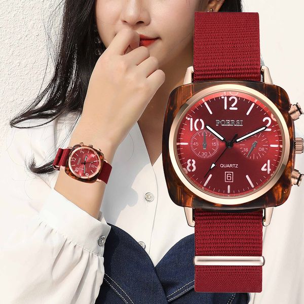 

watch women watches luxury dial canvas watchband watch analog quartz wrist fashion ladies watches bayan kol saati 2019 new, Slivery;brown