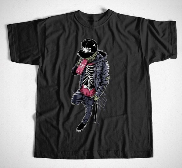 

2020 new design short-sleeve fashion streetwear apocalypse death skull dead walking dawn fitness t-shirts, White;black