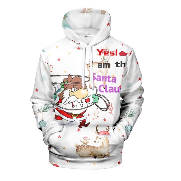 

christmas oversized men's hoodies winter 2019 hoody streetwear 3d print long sleeve sweatshirt casual white letter hoodie men, Black