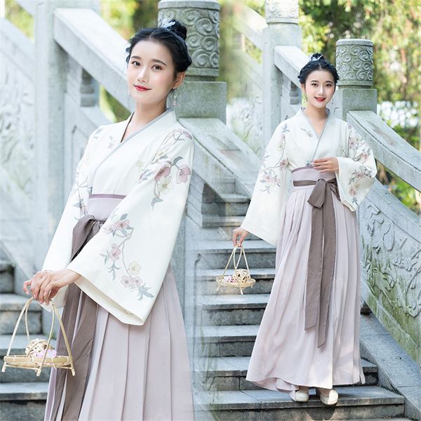

traditional japanese kimono woman floral fashion haori clothing set spring oriental party pgraphy clothes for girls, Red