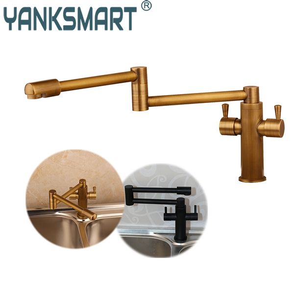 

yanksmart antique brass swivel kitchen faucet 360 rotatable swivel spout black kitchen vessel sink faucet mixer tap