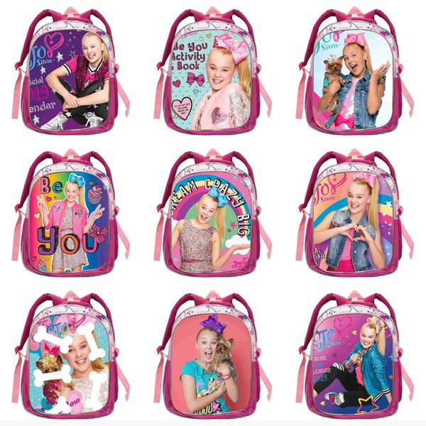 

12.5 inch kids jojo backpack 17 styles children outdoor travel bag printing backpack school bags teenagers shoulder student bags dhl jy541