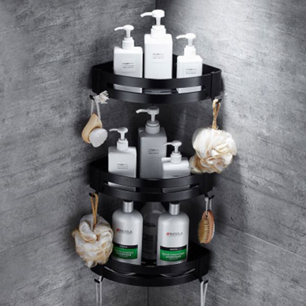 

1/2/3 tier aluminum bathroom shelves black bathroom accessories shower corner shelf shampoo storage rack basket holder