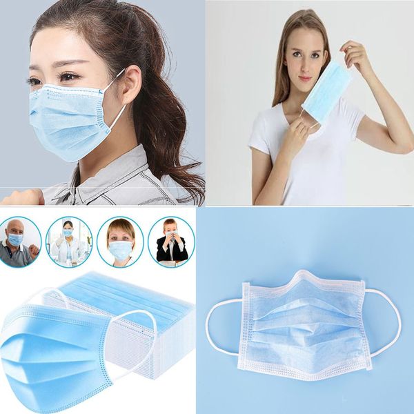 

chaussures disposable face mask 3 layer ear-loop dust mouth masks cover 3-ply non-woven disposable dust mask soft breathable antibacterial