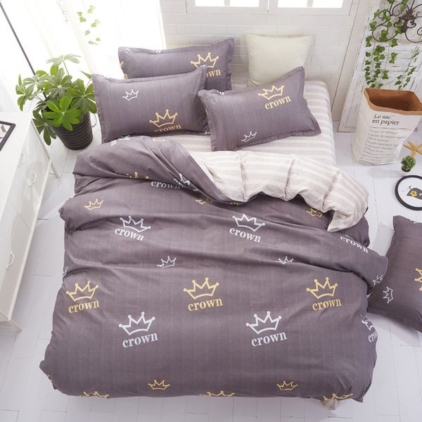

summer fresh 5 size bedding set printed striped plaid cotton bedding 4/pcs bed linens ab side duvet cover sheet pillow case