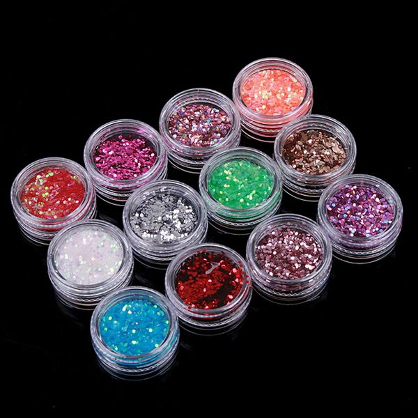 

12pcs/lot glitter paillette nail art dust tip rhinestone nail shimmering foils 3d art decoration manicure tool, Silver;gold