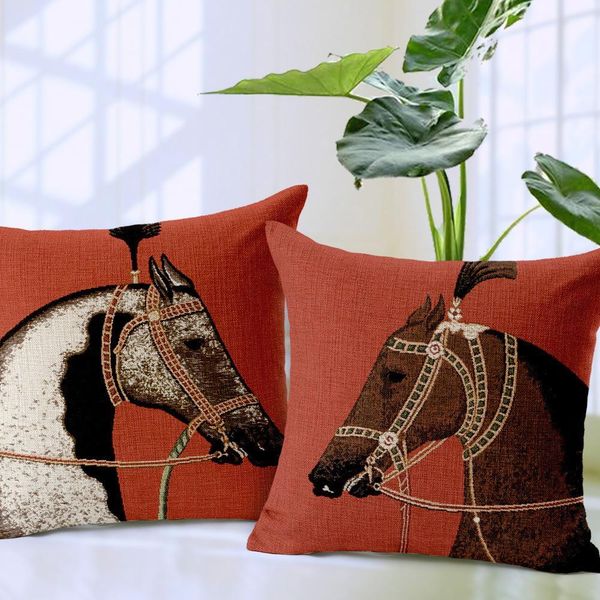 

pillow case luxury european royal horse printed cushion cover decorative pillowcases thick pillow covers y200104