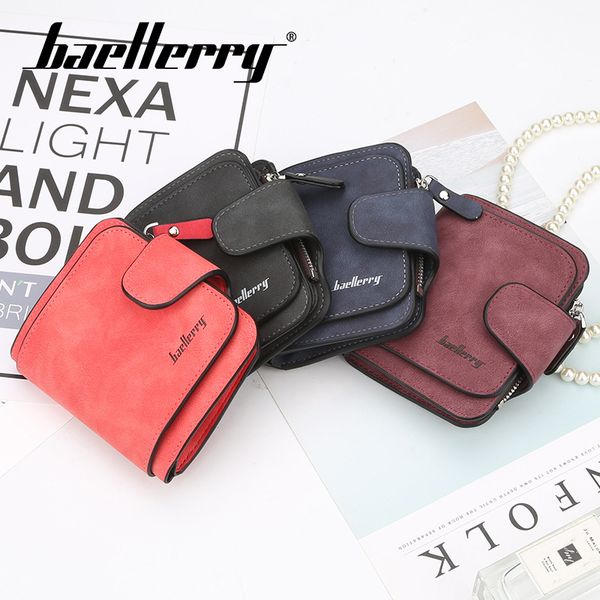 

wallet solid short women wallet pu leather hasp clip porta handbag note compartment card holder zipper pocket wallet n2346, Red;black