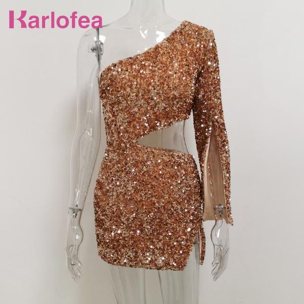 

karlofea lady sexy club party мини платье надо с длинным рукавом знаменитости эпикировка моды выдалбливают блеск блестки сплит платье, Black;gray