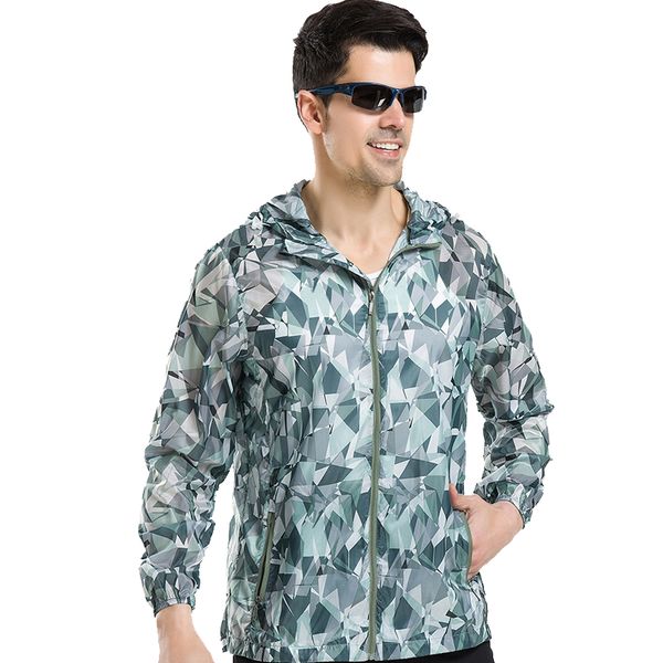 

men fashion printing ultra-light quick dry sun protection anti-uv jacket hoodie outdoor sunscreen leisure sport beach coat, Blue;black