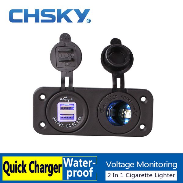 

chsky 1 шт синий светодиод двойной 12v автомобилей прикуривателя разветвитель usb 12v 3.1a адаптер питания зарядное устройство цифровой воль