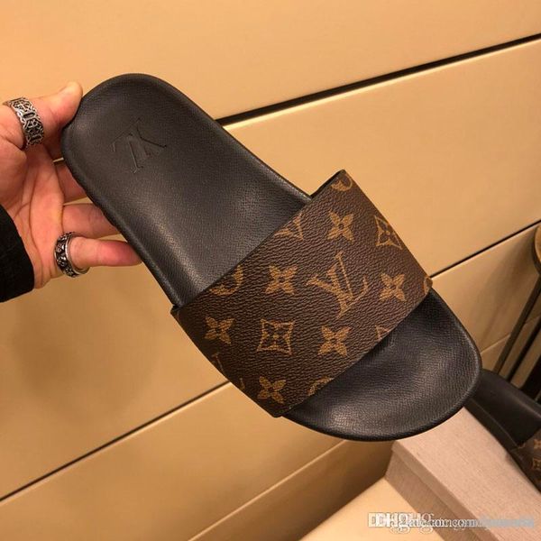 

fashion luxury flip flops men superstars shoes printed leather causal sandals non-slip summer beach slipper vacation men classic shoes, Black